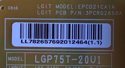 KIT DE TARJETAS PARA TV LG SMART TV / NUMERO DE PARTE MAIN EBT66488002 / EAX69083603 / FUENTE EAY65769201 / EAX69063801 / 65769201 / LGP75T-20U1 / PANEL NC750DQG-ABGR3 / MODELOS 75UN7070PUC / 75UN7370AUH / 75UN7070PUC.BUSFLKR / 75UN7370AUH.BUSVLKR - Imagen 2